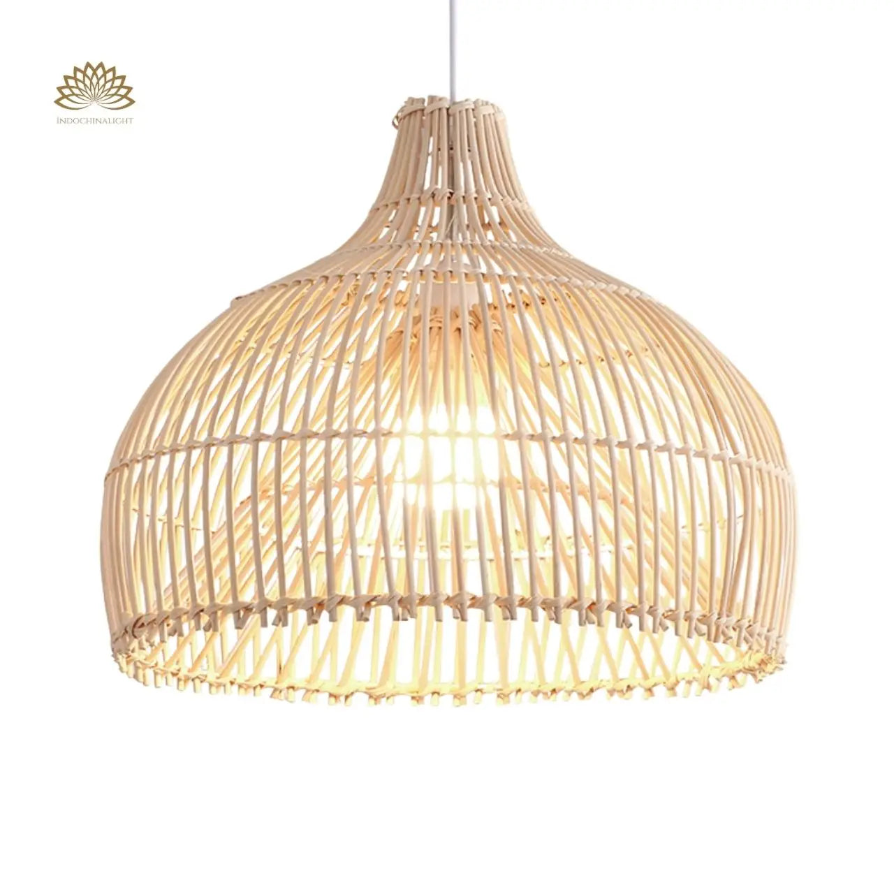 Belle Black Dome Rattan Pendant Light