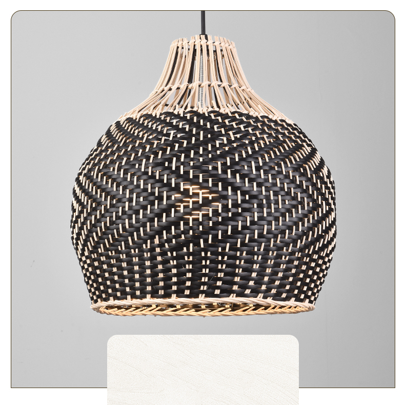Blacorb Small Black Wicker Rattan Pendant Light