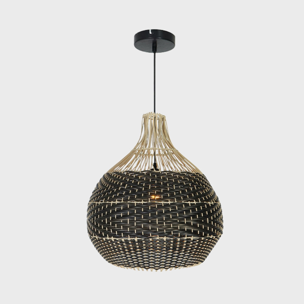 Blacorb Small Black Wicker Rattan Pendant Light