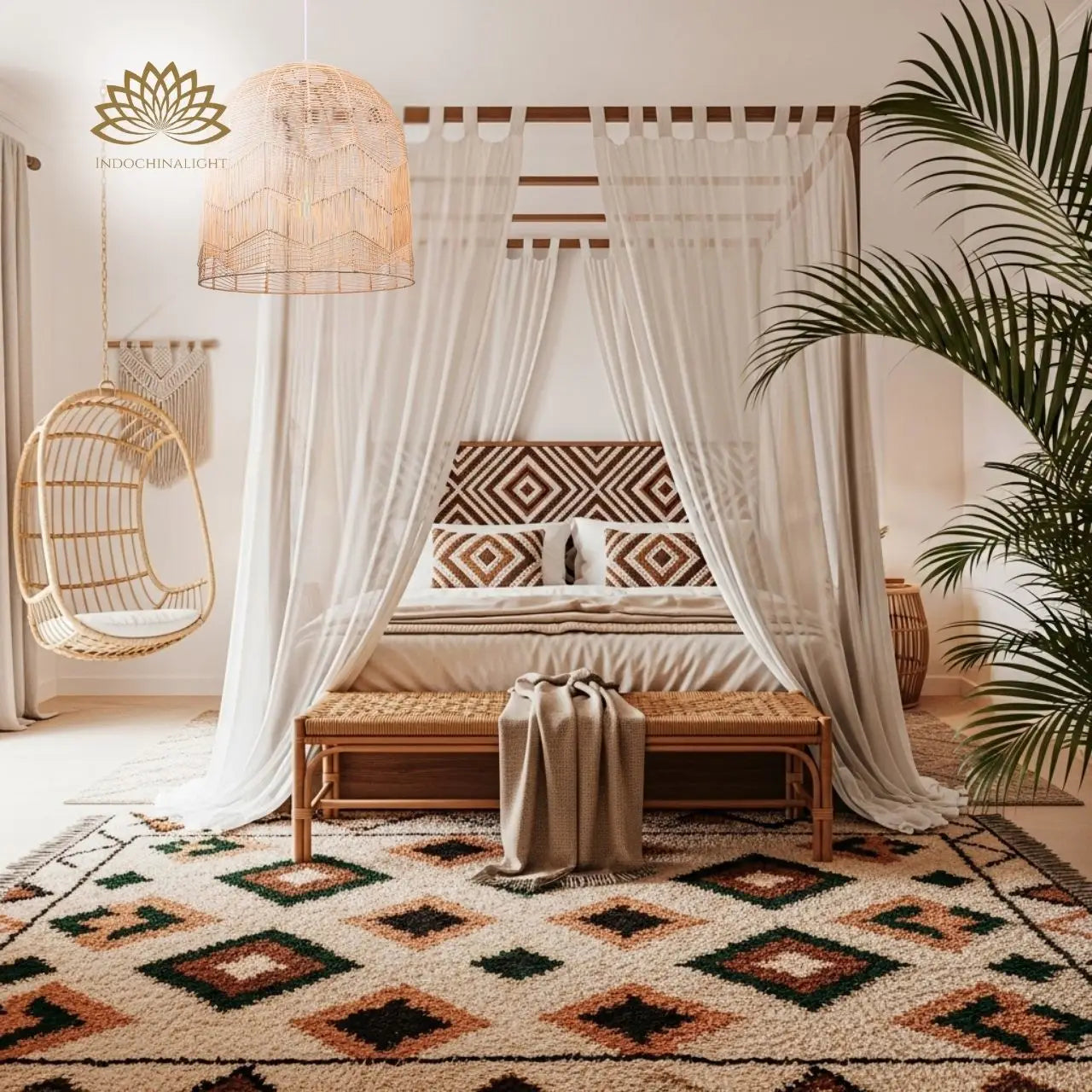 Lace Boho Rattan Pendant Light