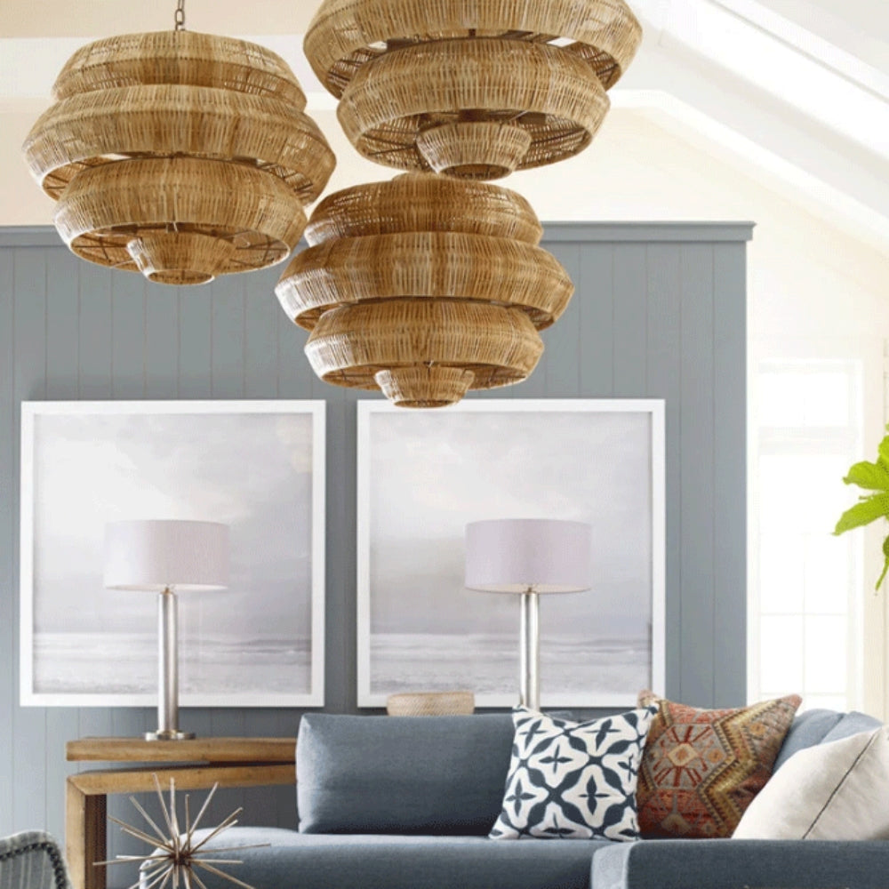 Antibes Extra Large Multi-Tiered Rattan Chandelier