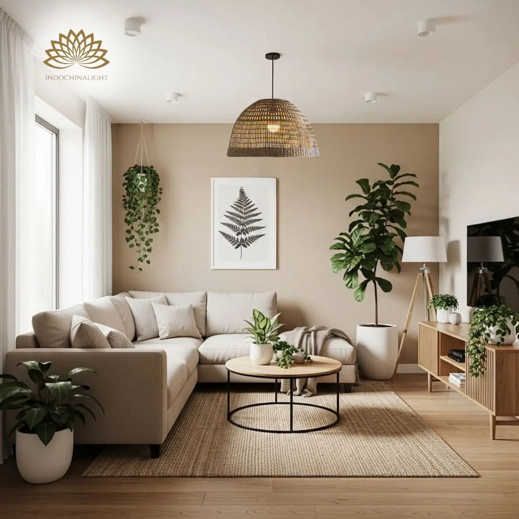 Bonin Large Dome Woven Rattan Pendant Light