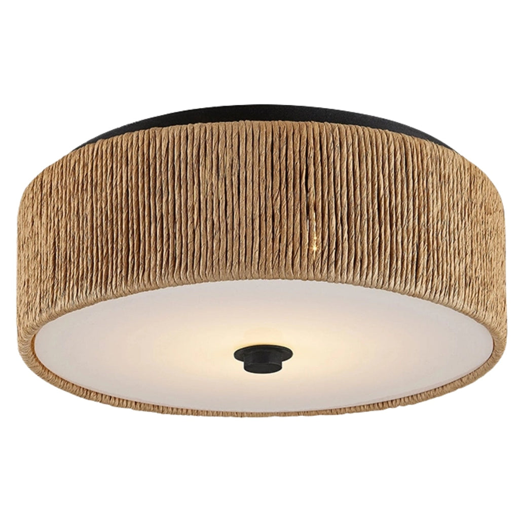 Brownell Rattan Drum Light - Flush Mount