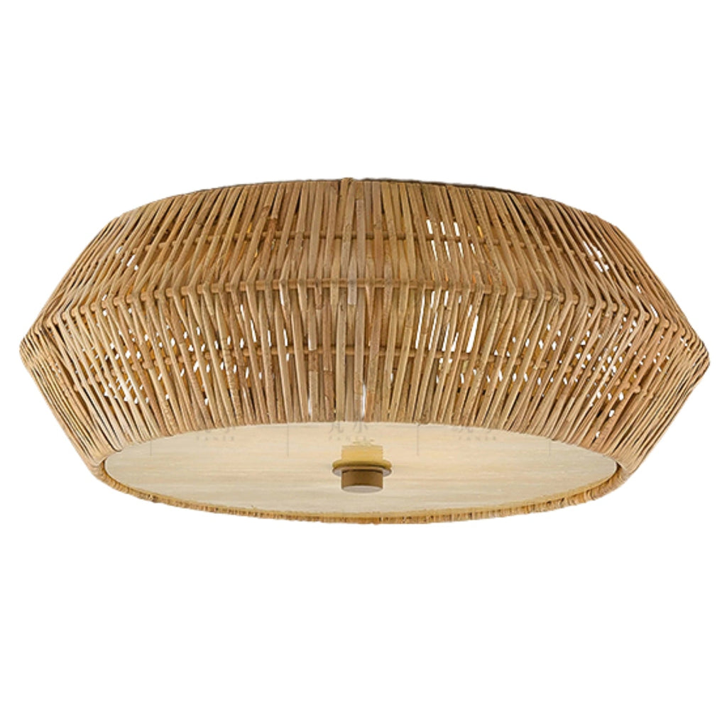 Brownell Rattan Drum Light - Flush Mount