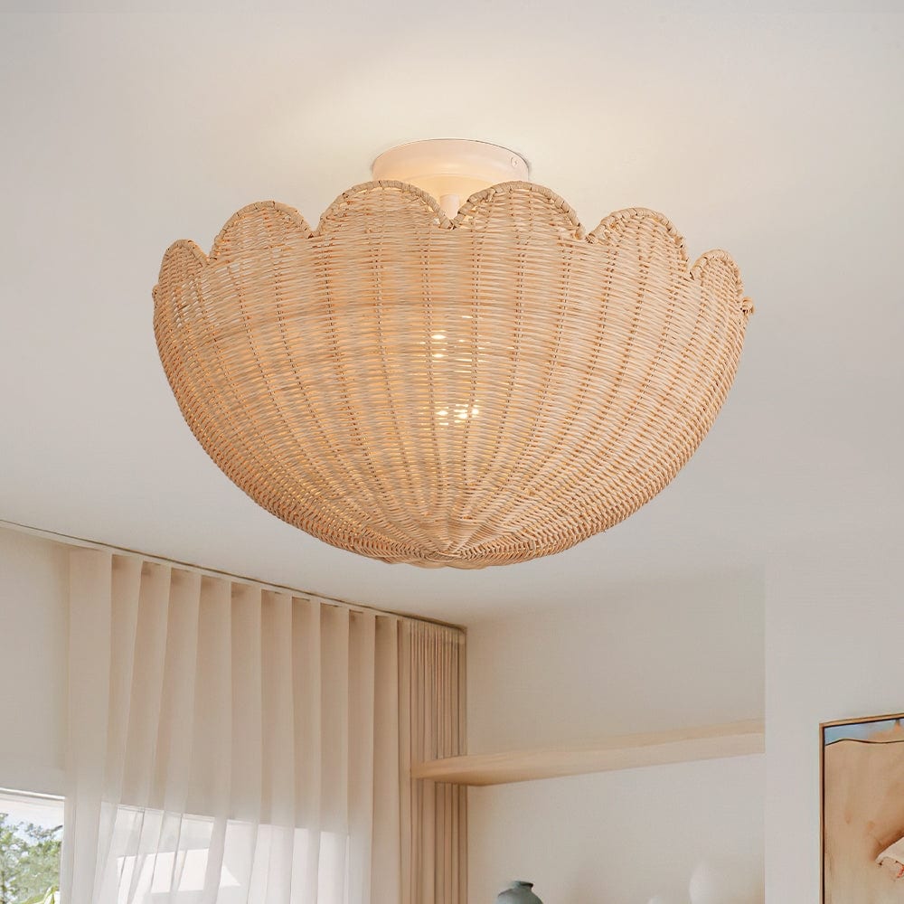Bubble Rattan Flower Ceiling Light – Scallop Shape