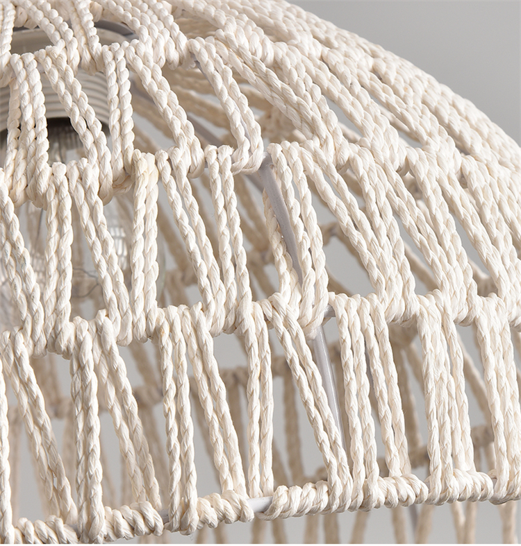 Campana Small White Rattan Dome Basket Pendant Light