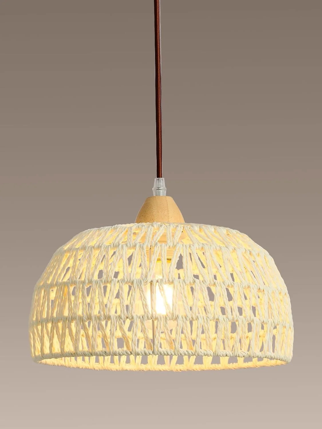 Campana Small White Rattan Dome Basket Pendant Light