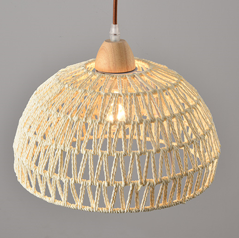 Campana Small White Rattan Dome Basket Pendant Light
