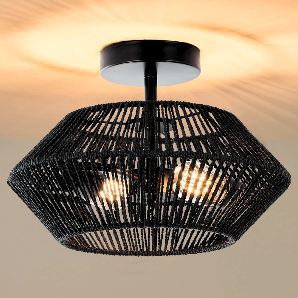 Capslpad Black Rattan Ceiling Light