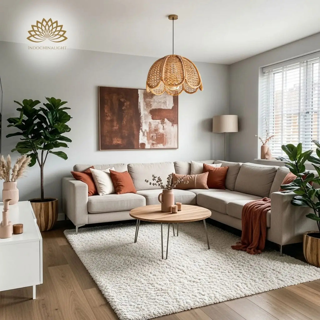 Cayla Boho Rattan Pendant Light