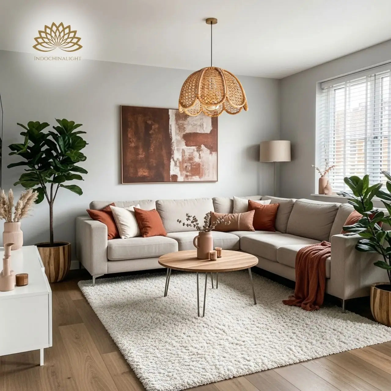 Cayla Boho Rattan Pendant Light