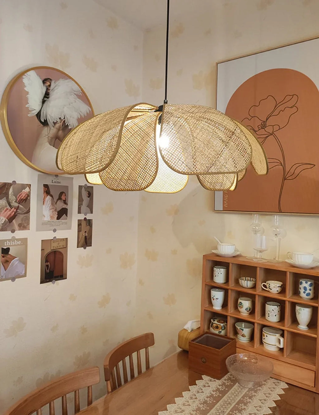 Cefalu Extra Large Rattan Petal Pendant Light