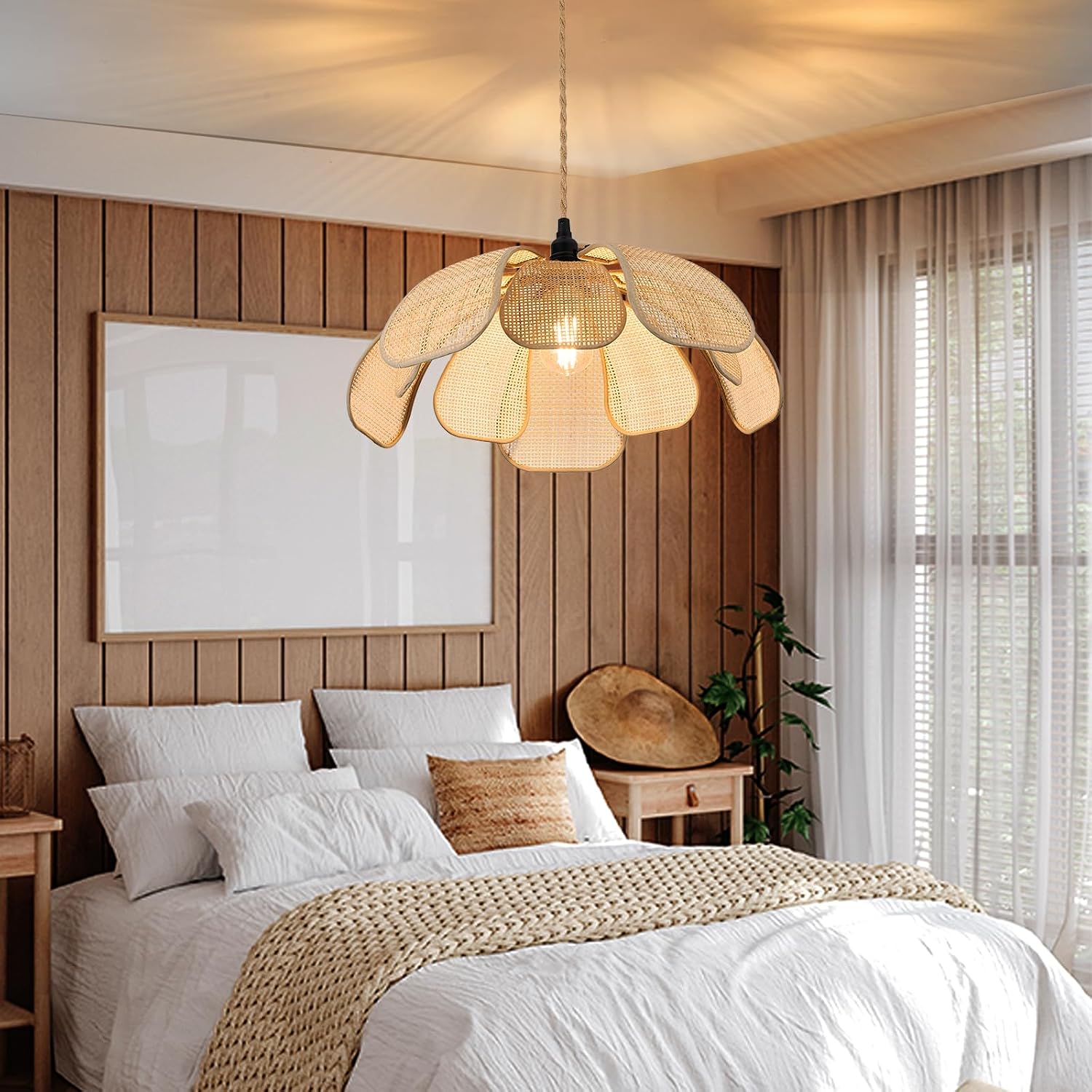 Cefalu Extra Large Rattan Petal Pendant Light