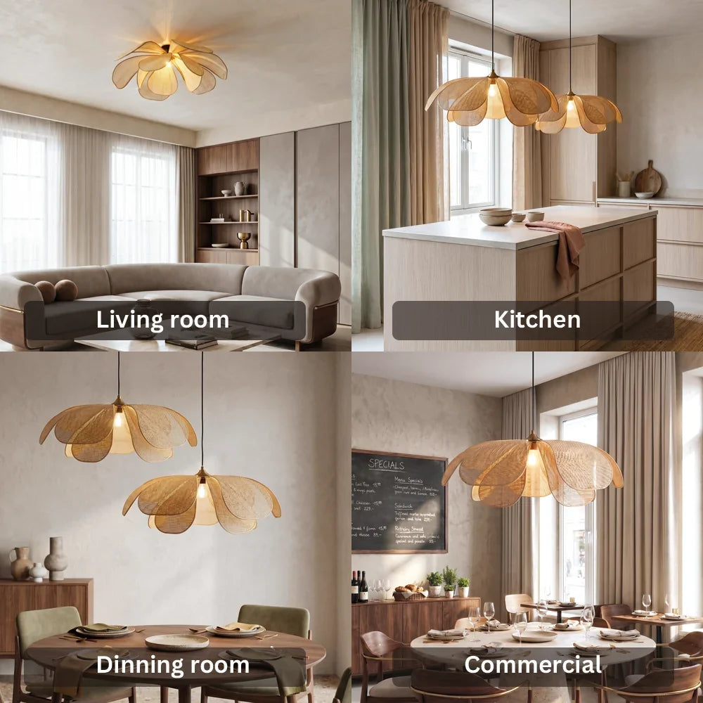 Cefalu Extra Large Rattan Petal Pendant Light