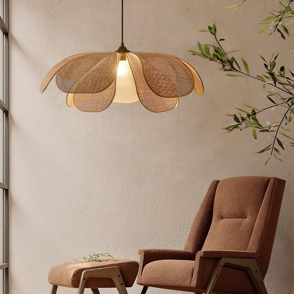 Cefalu Extra Large Rattan Petal Pendant Light