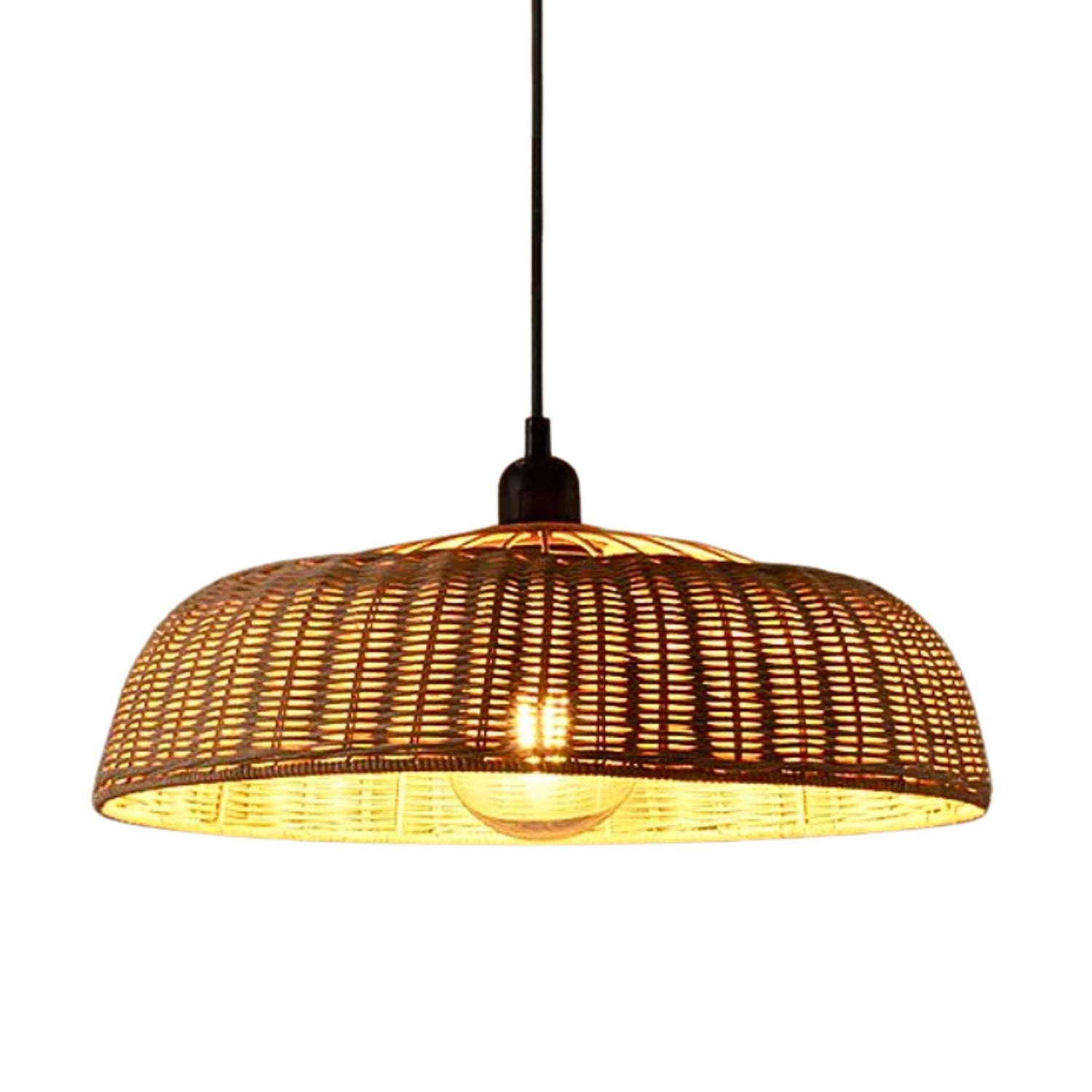 Chinesque Dome Woven Rattan Pendant Light