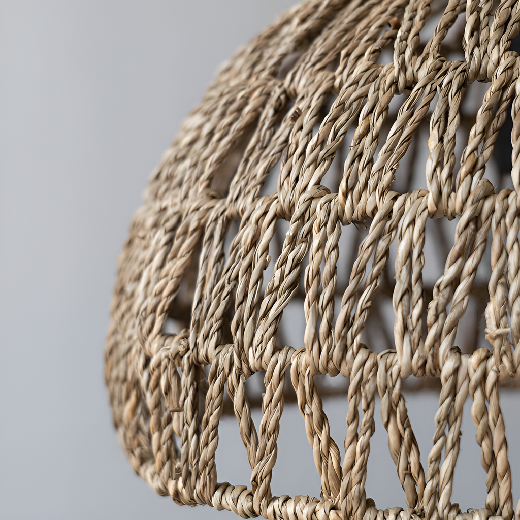 Milford Rattan Pendant Light, Small Dome Basket Weave
