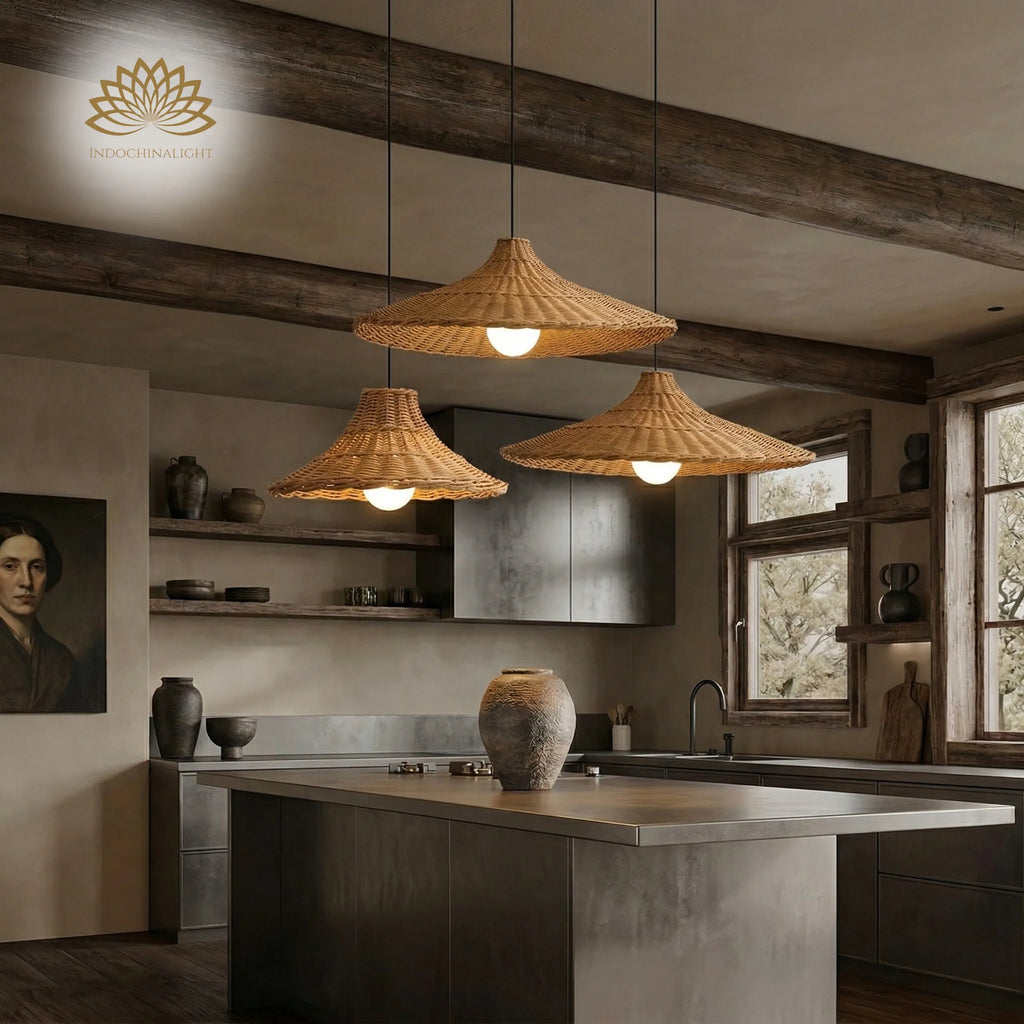 Carmel Cone Wicker Rattan Pendant Light