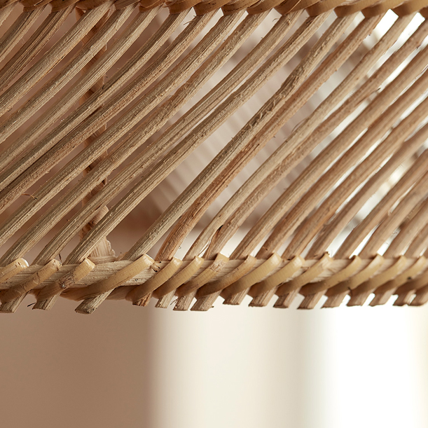 Cocoa Dome Rattan Pendant Light Over Farmhouse Kitchen Island