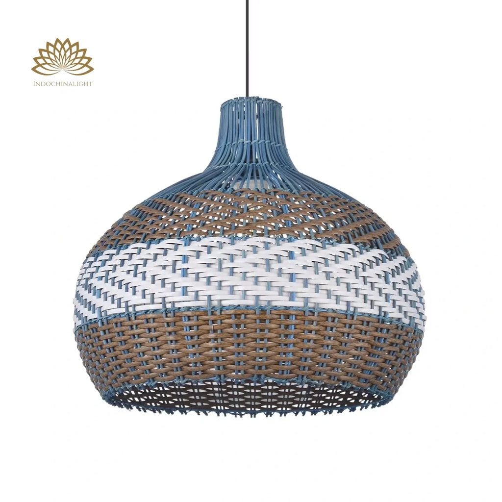 Courtland Blue Rattan Pendant Light