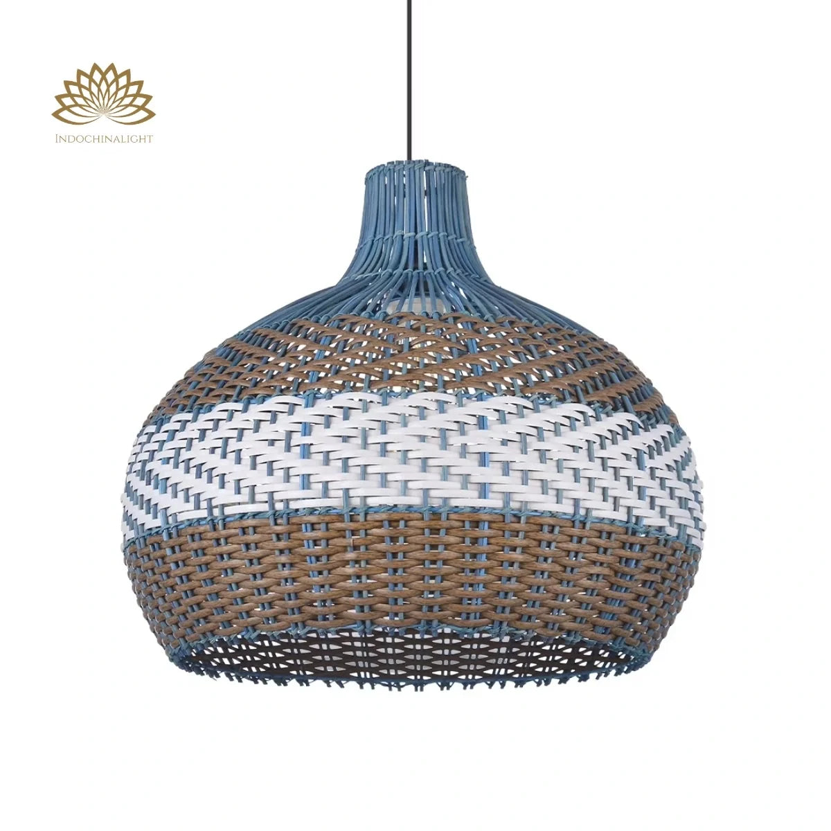 Courtland Blue Rattan Pendant Light