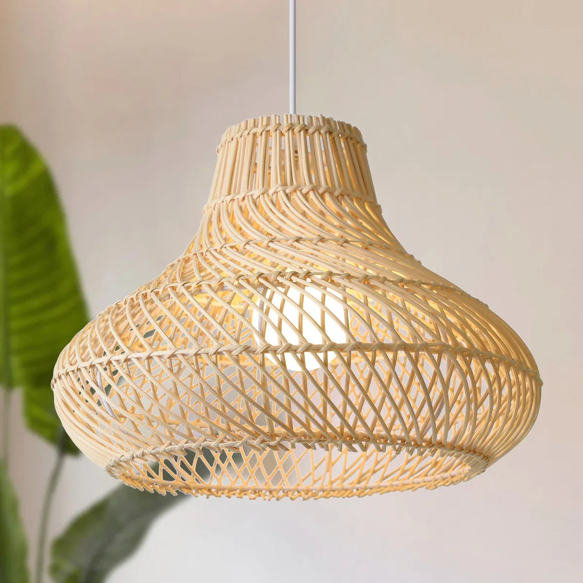 Dakota Natural Rattan Dome Pendant Light