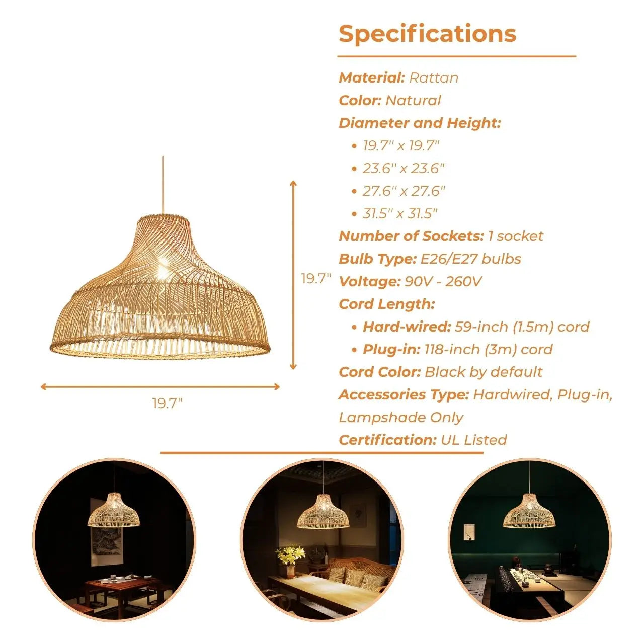 Des Boho Rattan Pendant Light For Kitchen Island