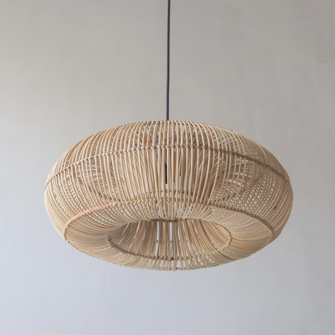 Donut Rattan Round Pendant Light