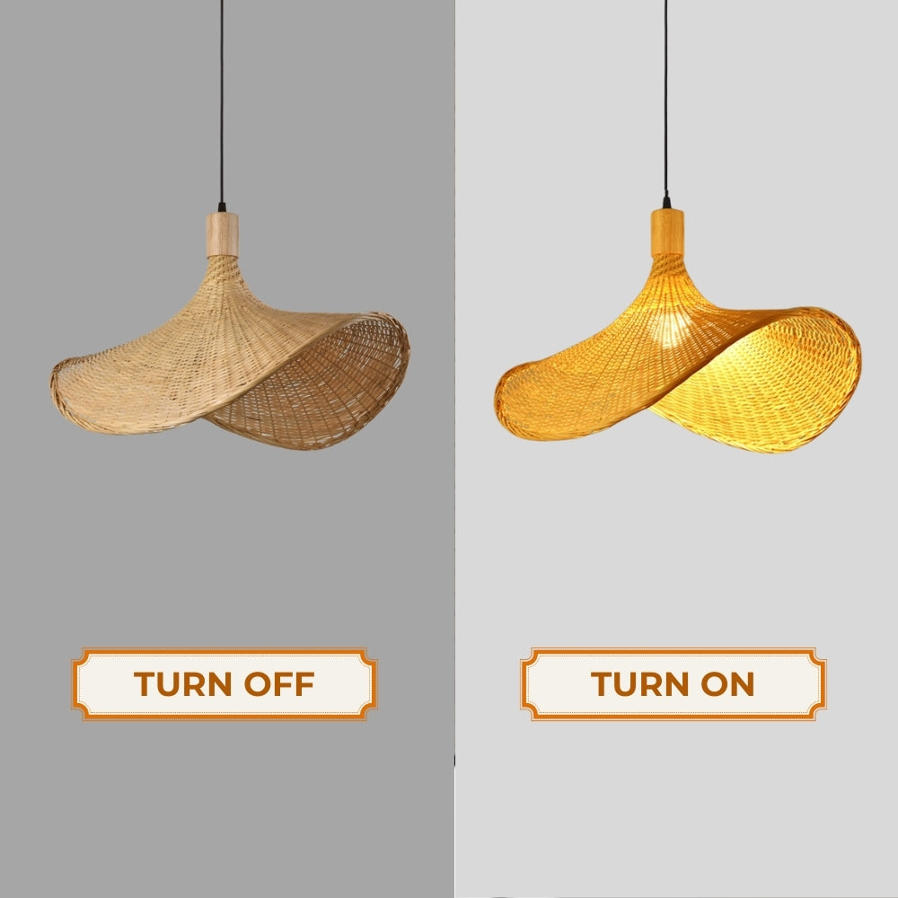 Ellie Straw Hat 3 Light Rattan Pendant