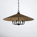 Eman Dark Wicker Pendant Light Shade - Black Socket 6 Bulbs