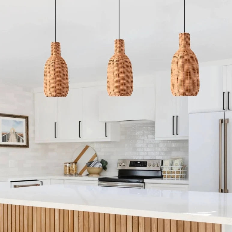 Finns Boho Small Basket 3 Rattan Pendant Light
