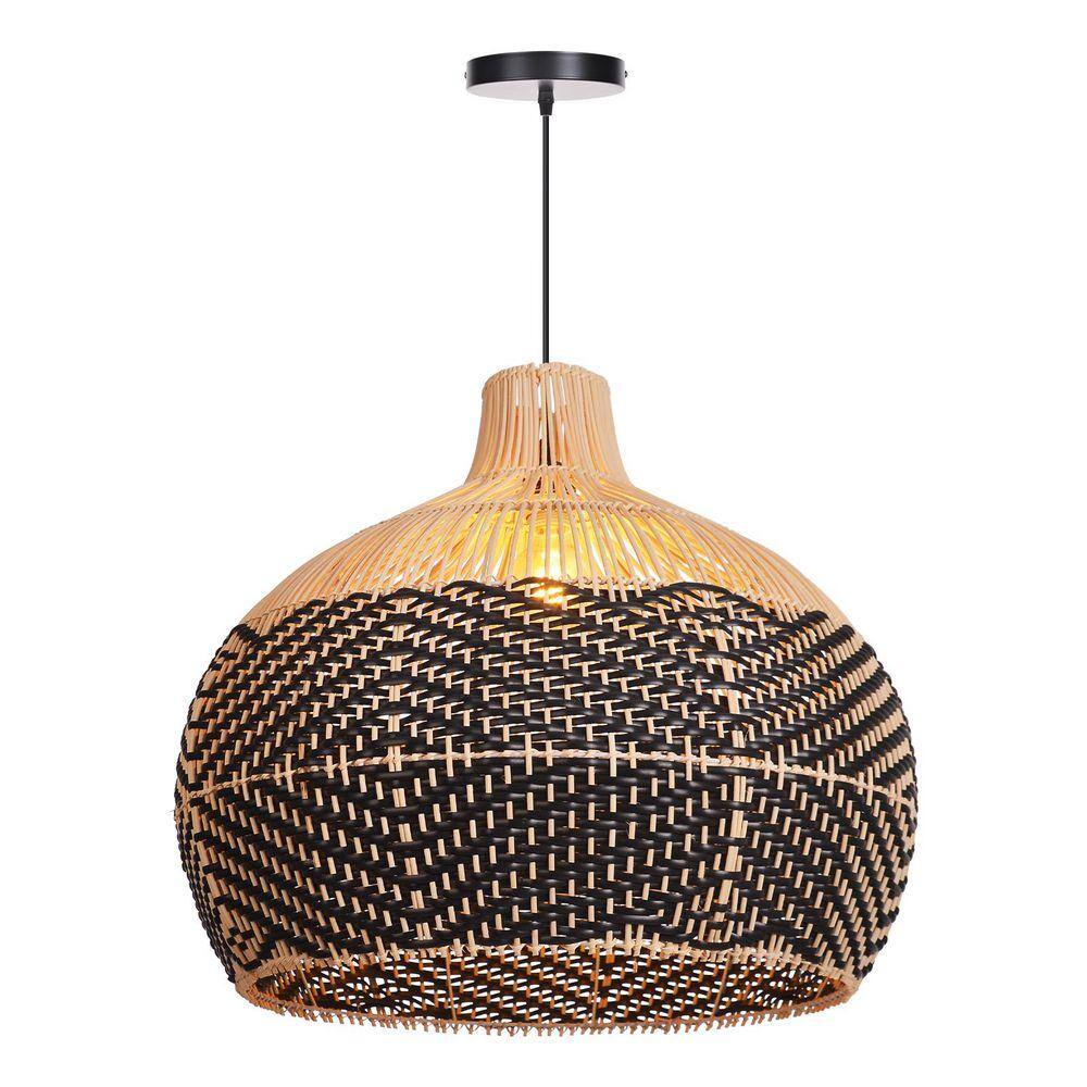 Florida Black Rattan Wicker Pendant Light For Kitchen Island