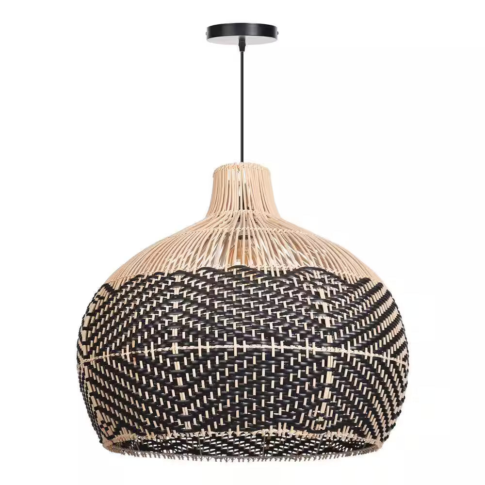 Florida Black Rattan Wicker Pendant Light For Kitchen Island