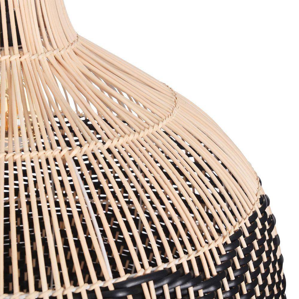 Florida Black Rattan Wicker Pendant Light For Kitchen Island