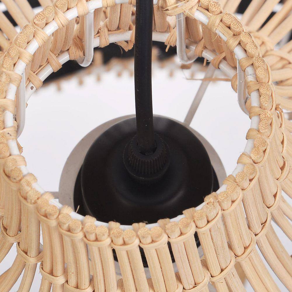 Florida Black Rattan Wicker Pendant Light For Kitchen Island
