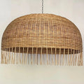 Frayed Rattan Wicker Dome Pendant Light