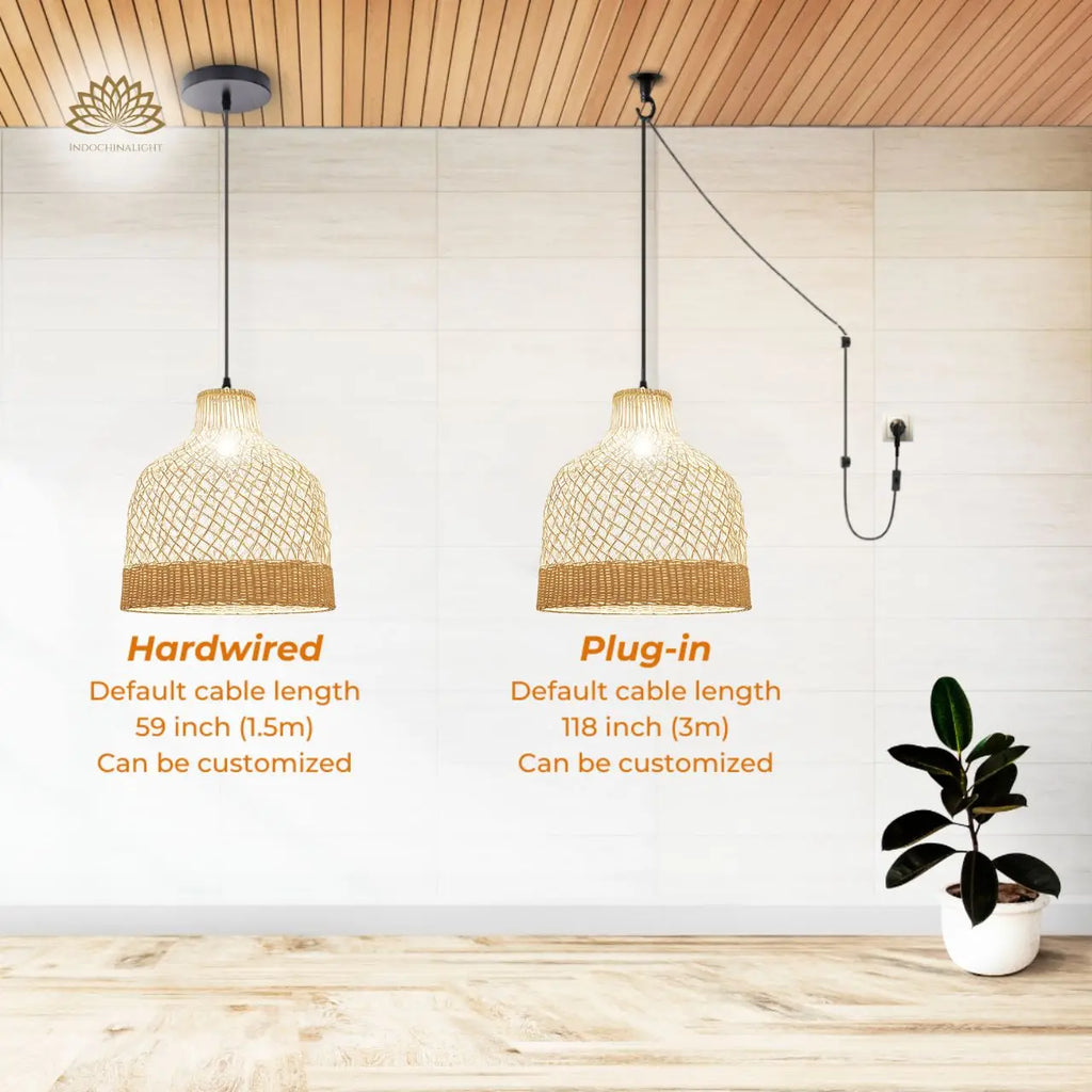 Fuelix Rattan Basket Pendant Light