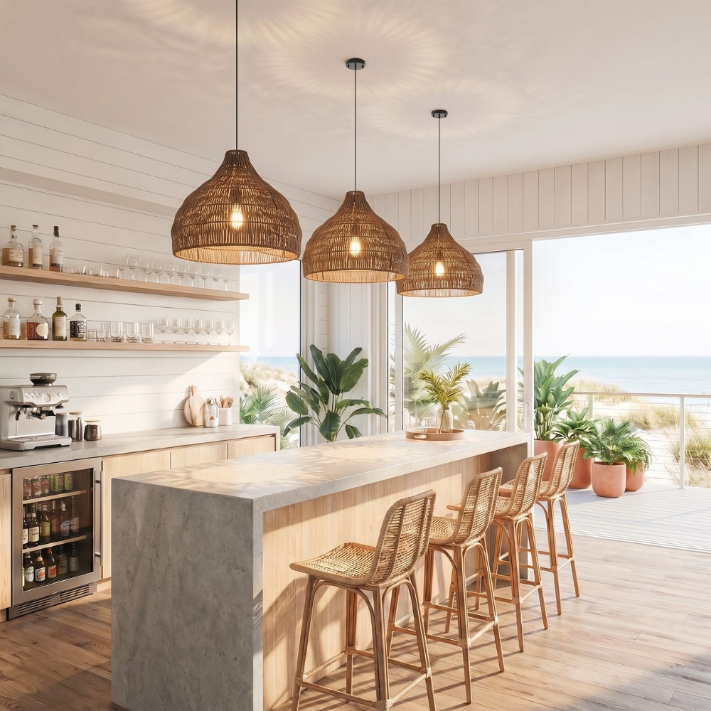 Garlic Coastal Rattan Kitchen Pendant Light