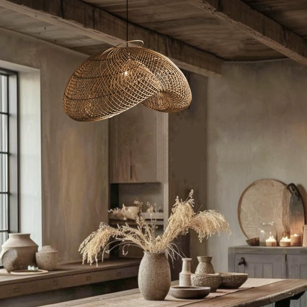 Generis Wabi Sabi Wave Rattan Pendant Light