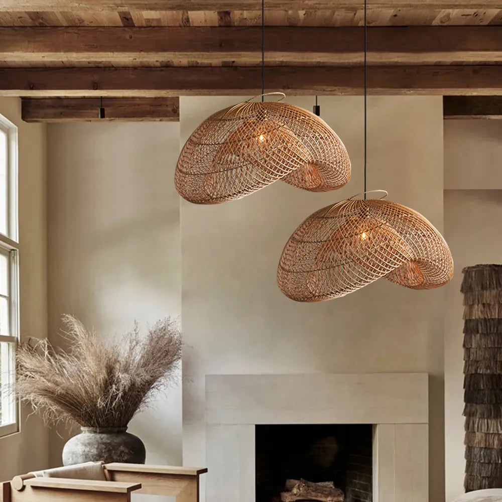 Generis Wabi Sabi Wave Rattan Pendant Light