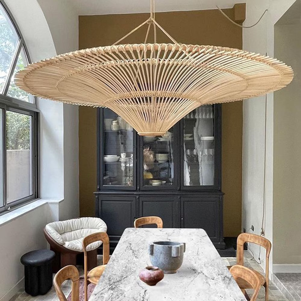 Junita Wabi Sabi Wide Saucer Extra Large Rattan Ceiling Light