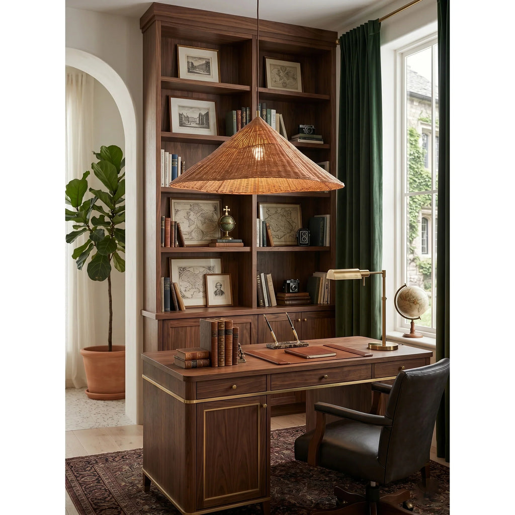 Kalani Scallop Rattan Pendant Light – Cone Shade