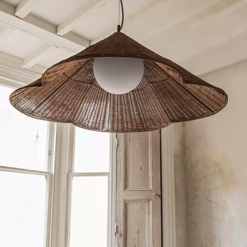 Kalani Scallop Rattan Pendant Light – Cone Shade