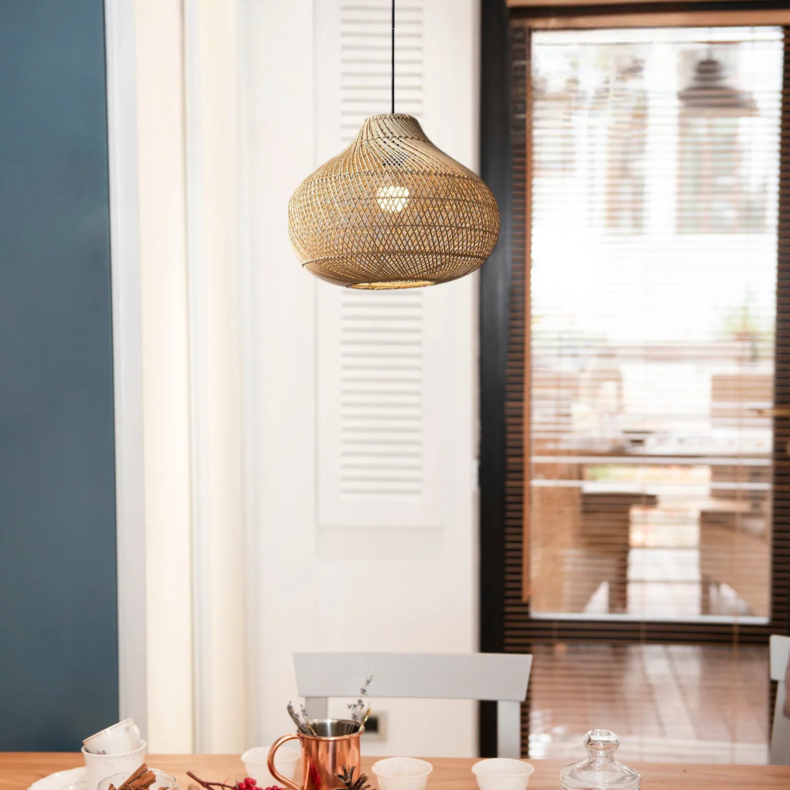 Karjearl Rattan Pendant Light 16 Inch