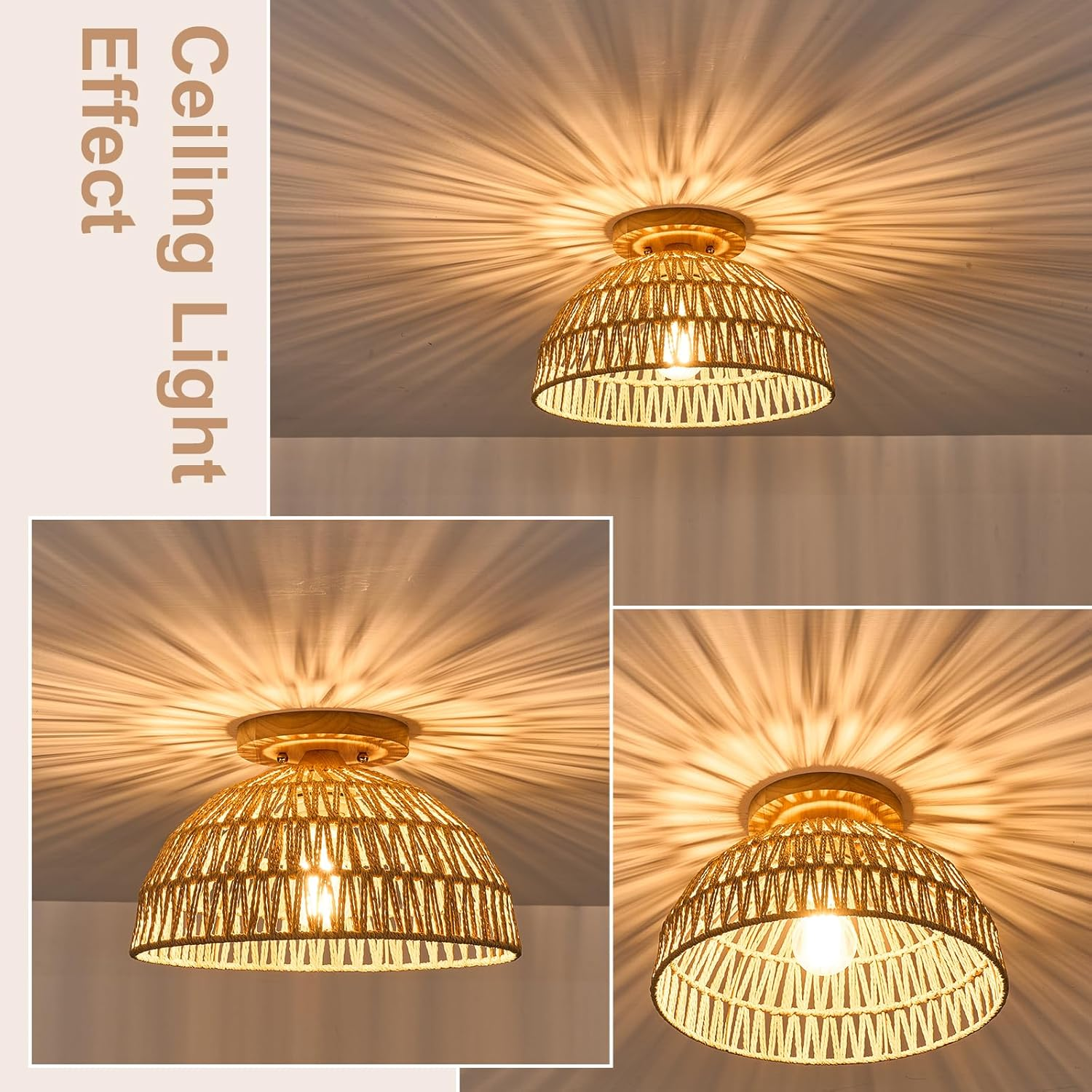 Kojanyu Woven Dome Rattan Ceiling Light