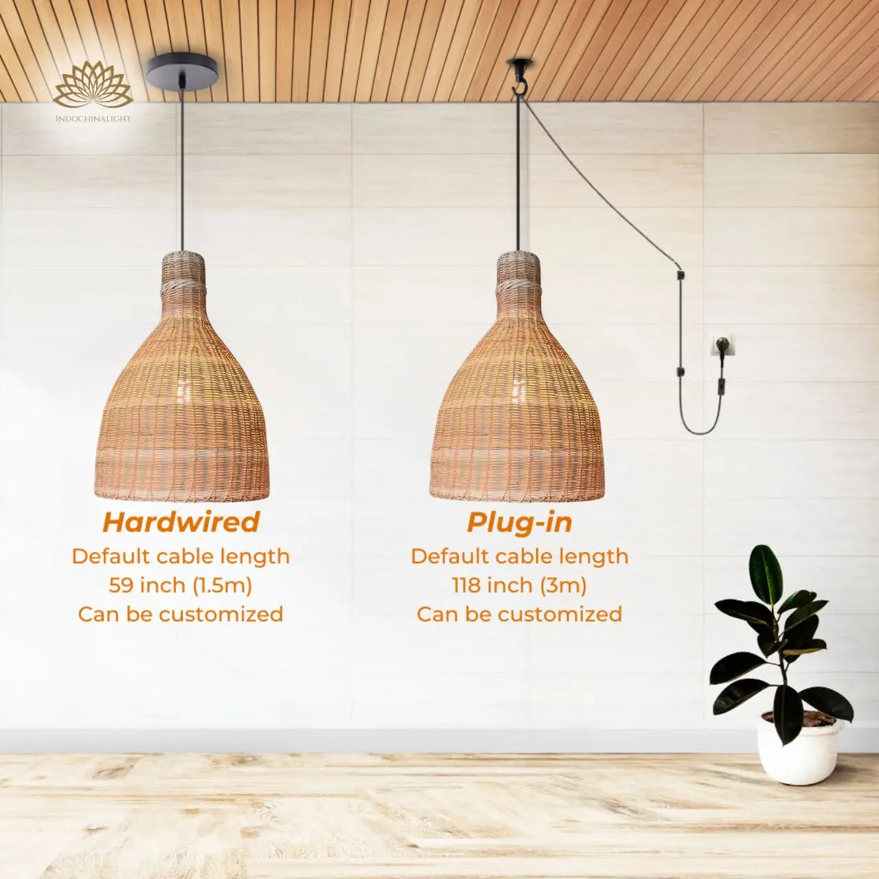 Lana Boho Large Wicker Rattan Pendant Light For Kitchen Island