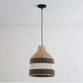 Littleglovo Small Basket Rattan and Black Wicker Pendant Light For Kitchen Island