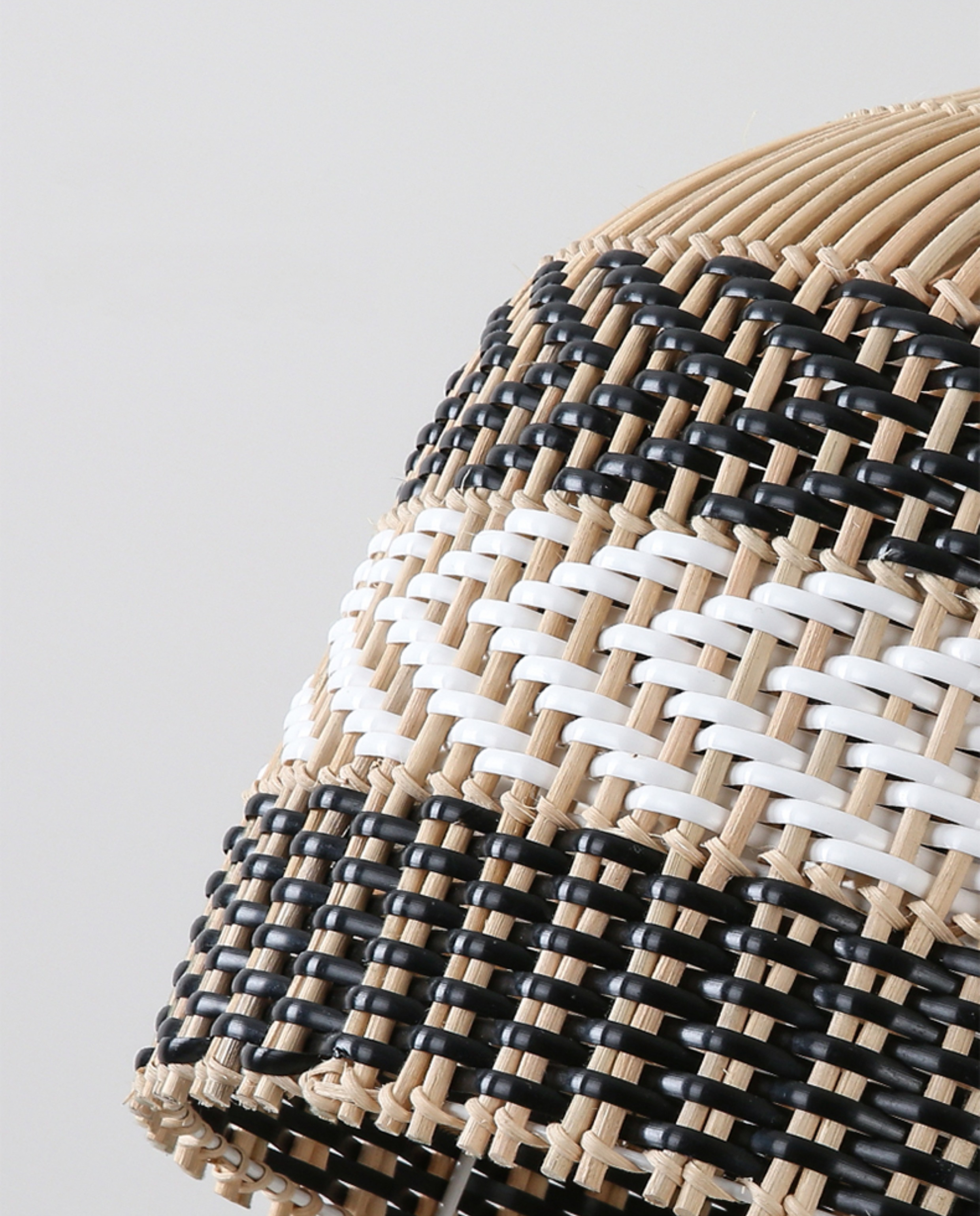 Littleglovo Small Basket Rattan and Black Wicker Pendant Light For Kitchen Island