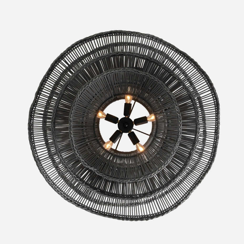 Made Goods Alondra Black Wavy Rattan Pendant Light