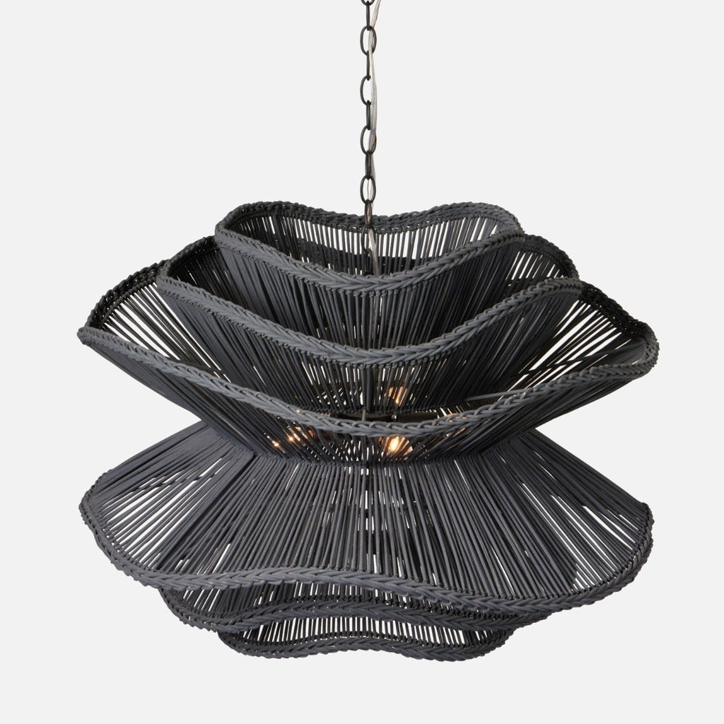 Made Goods Alondra Black Wavy Rattan Pendant Light